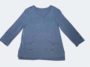 Habitat Clothes To Live In Blue 100% Cotton Knit Pocket Tunic Sweater Size Mediu